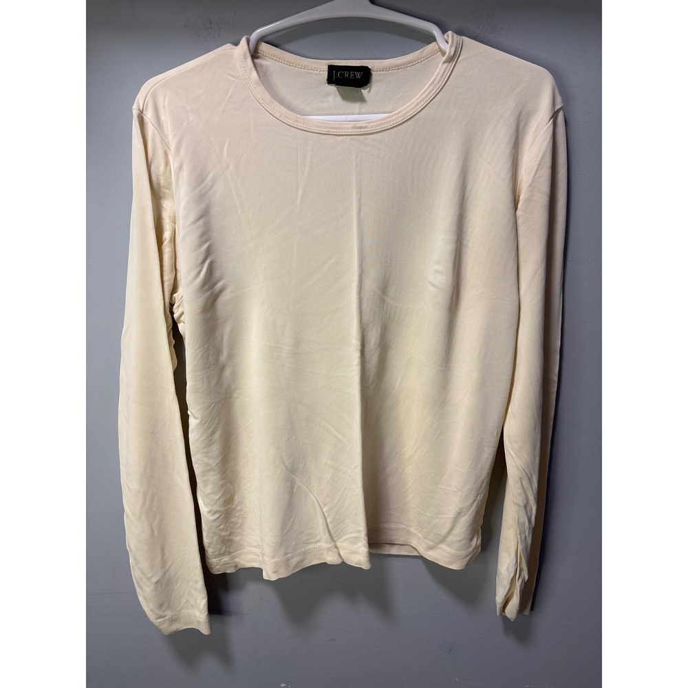 Vintage J.Crew Oarsman Green Label Cream Rayon Long Sleeve Top Large